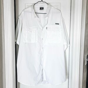 Pudolla Men's 2XL White Short Sleeve Fishing Shirt Button Down Vented Quick Dry